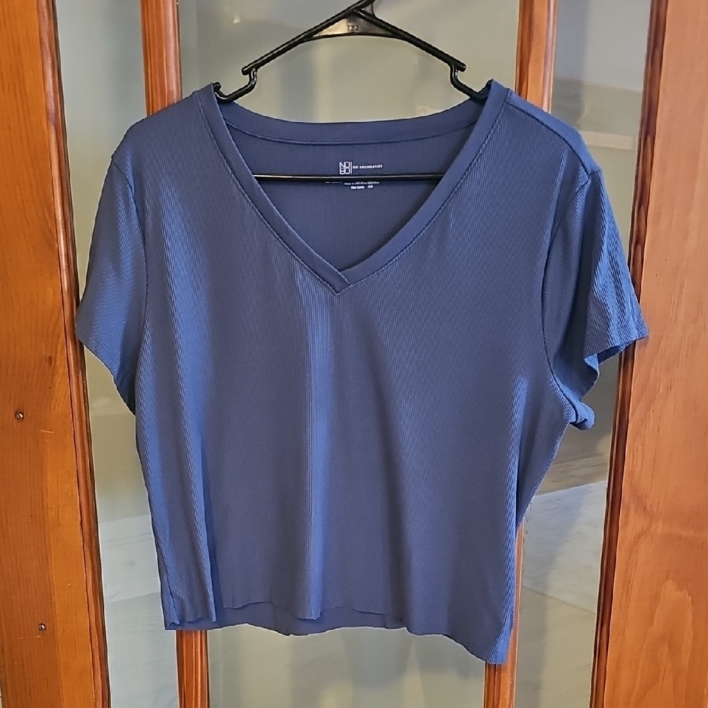 No Boundaries Deep Blue V-Neck Crop Top